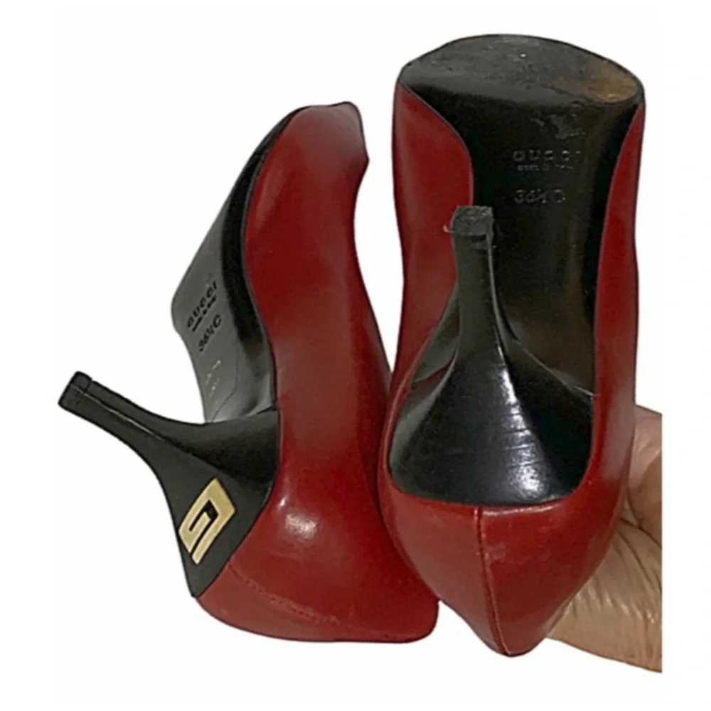 Gucci Shoes Pumps High Heels Red Square Toe Shoes Stunning & Elegant Size 36.5 - Picture 5 of 13